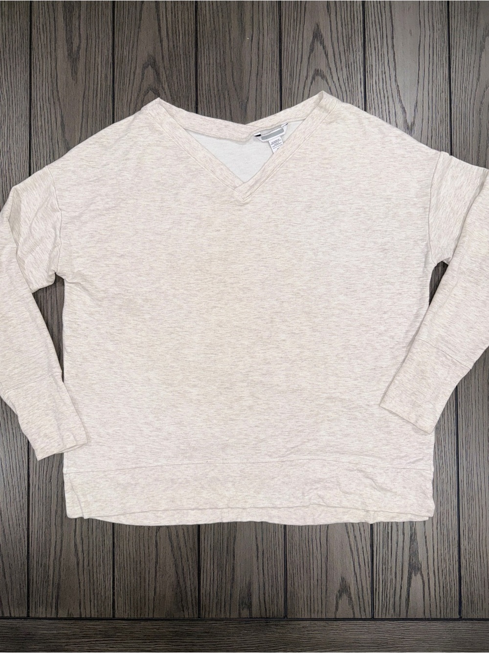 Athleta Coaster Luxe V Neck Sweatshirt Toasted Brown Heather Size XL Thumbholes